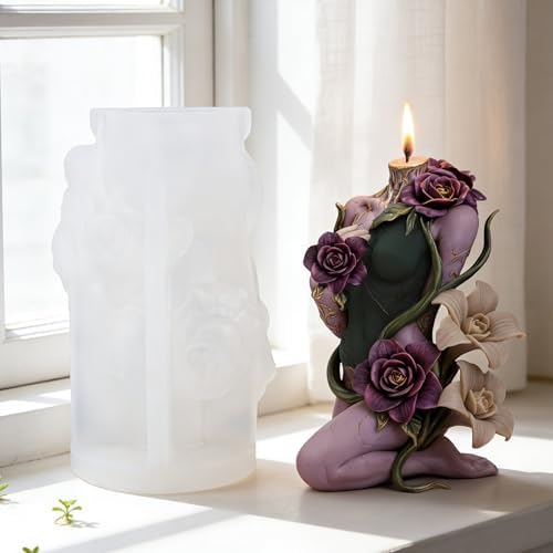 Konrisa Large 3D Candle Molds, Flower Vine Resin Casting Molds for Candle Making, Handmade Aromatherapy Candles Making Molds DIY Craft Supplies