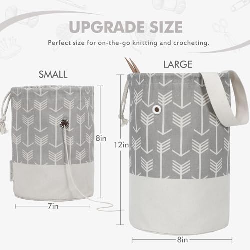 TOGETRUE Yarn Bag, Small Knitting Crochet Bag, Portable Yarn Storage Bags Organizer for Crocheting Project, Store Skein Ball, Short Knitting Needle (Grey)