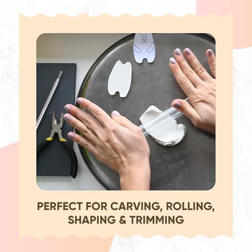 14 Pcs Polymer Clay Tools Acrylic Roller Clay Rolling Pins for Baking with Thickness Rings, Tissue Blade, Slicer Knife, Dotting Tools, Sculpting Earring and Jewelry Making Kit for Modeling and Shaping