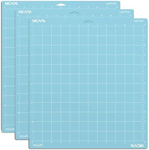 Light Grip Cutting Mat for Cricut Maker 3/Maker/Explore 3/Air 2/Air/One (12x12 inch,3 Mats) Light Adhesive Sticky Blue Quilting Replacement Cut Mats