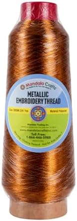 Mandala Crafts Metallic Brown Embroidery Floss for Sewing, 3281 Yard Spool