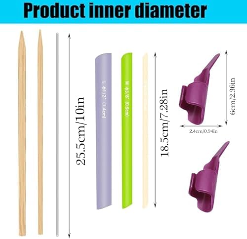 Quick Turn Fabric Set, 3 Sizes Quick Turn Fabric Tube Turners with 2 Crimping Cones, Tube Turner Sewing Tool for Crafts DIY Handmade Knitting Accessories
