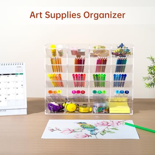 BEYGORM Acrylic Vertical Marker Organizer for 200 Markers, Desk Orgaizer