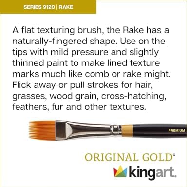 KINGART Original Gold 9120 Series, Golden Taklon Rake/Comb 3 Pc. Set