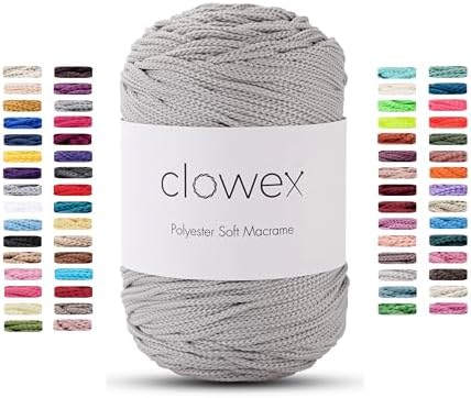 Polyester Soft Macrame Cord 2.5-3mm, 191 Yards x 1/9 inc Turkish Polyester Rope, Braided Yarn for DIY Crafts, Plant Hanger, Wall Hanging, Bag