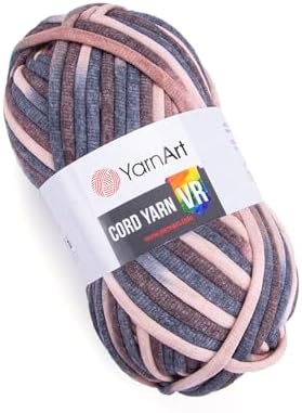 YarnArt Cord Rainbow Yarn - Cotton Polyester Crocheting and Knitting Yarn - Home Decoration Yarn for Baskets, Doormats, Rugs, Supla, Cushions, Blankets, Bags,Super Bulky #6, (1 Skein) (928)