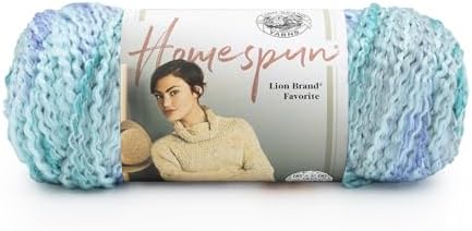 Lion Brand Yarn Homespun Yarn, Soft Bulky Yarn for Knitting, Crocheting, and Crafting, 1 pack, Waterfall