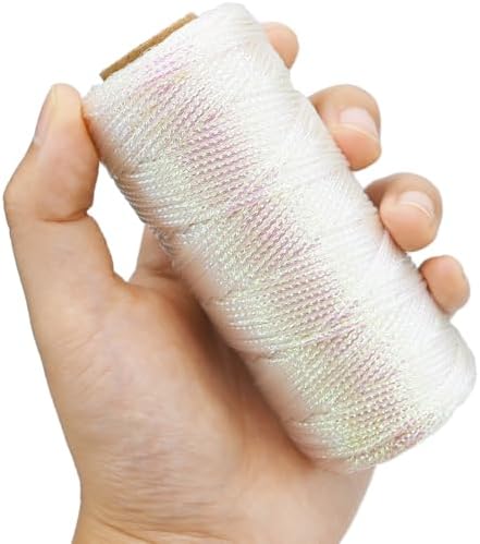 Metallic White Twine 1.5 mm Thick 328 Feet for DIY Crafts Festival Christmas Tree Decor,Multicolor