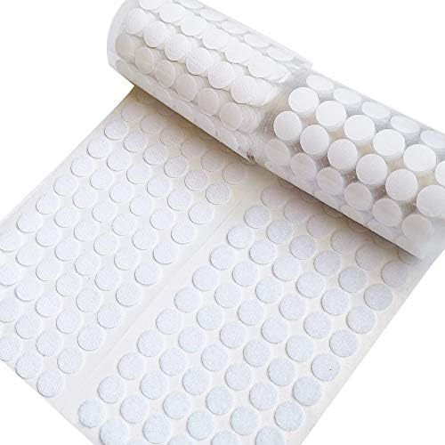 Self Adhesive Dots, Strong Adhesive 1000pcs (500 Pairs) 0.59" Diameter Sticky Back Nylon Dots, Hook & Loop Dots with Waterproof Sticky Glue Tapes, Very Suitable for Classroom, Office, Home (White)