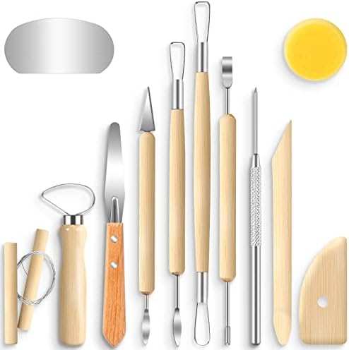 Jetmore 12 Pack Clay Tools Kit, Pottery Tools & Sculpting Tools, Polymer Modeling Clay Cutters Sculpture Set for Carving, Ceramics, Molding, DIY | Polymer clay tools support shaping, trimming and detailing, Clay cutters suit ceramics, modeling, molding...