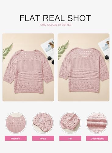 EVALESS Crochet Tops for Women Hollow Out Knit Sweaters