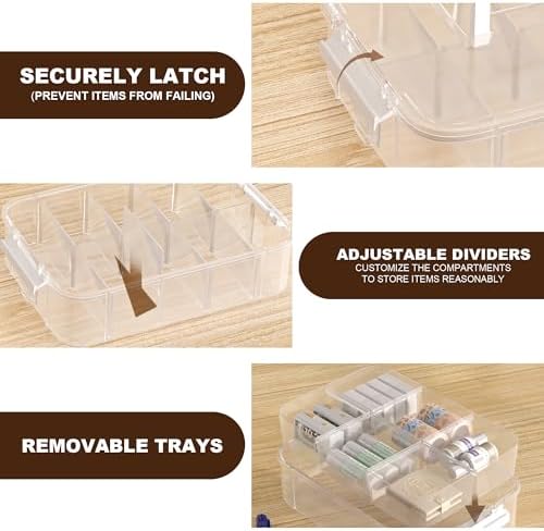 Heavy Duty Craft Storage Box with Handle with 20 compartments and 2 Trays