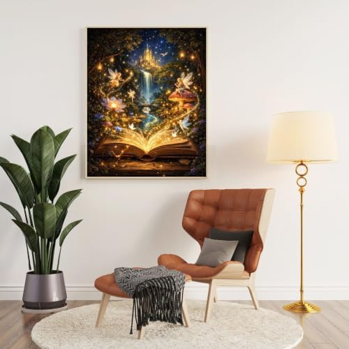 Magic Paint by Numbers Kit for Adults, Book Adult Paint by Number 16x20 in | Castle Canvas Paint by Numbers for Adults for Home Wall Decor Gifts,DIY Acrylic Oil Painting Pre Drawn Canvas Stress Relief