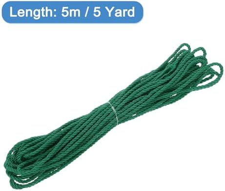 MECCANIXITY Twisted Cord Trim, 5 Yard 3mm 3-Ply Twine Braided Rope Shiny Thread String for Craft Gift Bag Curtain Christmas Decor, Forest Green - 5m
