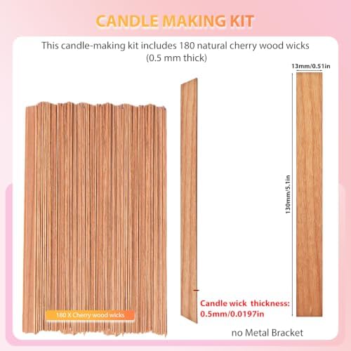 Cherry Wood Wicks – Long-Lasting Flame, 180 Candles per Pack (0.5 mm Thick)
