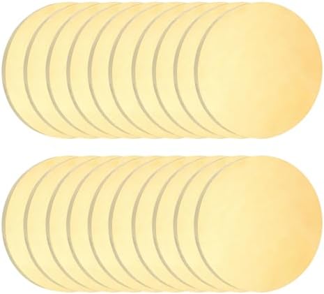 uxcell 20Pcs Brass Round Plate, 0.03"(0.8mm) Thick 0.8"(20mm) Dia H65 Brass Round Disc Blank Metal Sheet Copper Circle Disc for Metal Stamping DIY Crafts