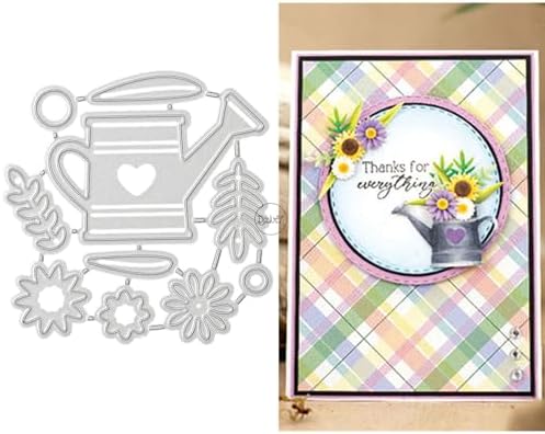 Patchwork Flowers Watering Kettle Metal Cutting Dies for Card Making