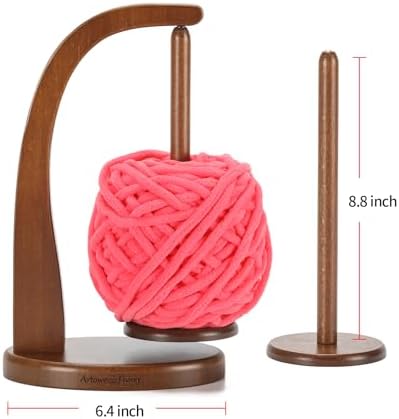 Yarn Holder for Crocheting with Magnetic Yarn Spinner-Dark Brown-Enlarged