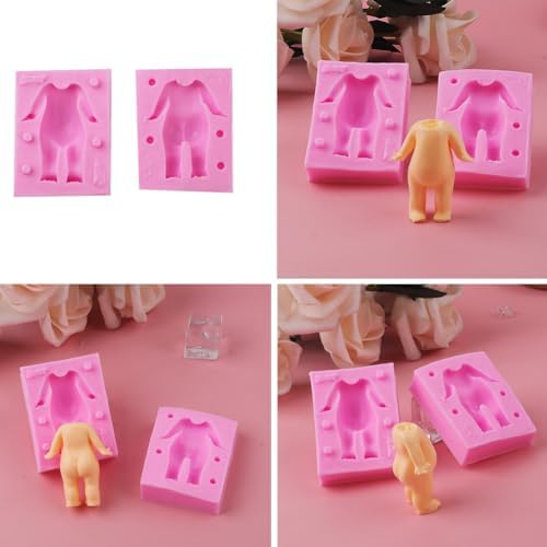 3D Doll Body Leg Arm Face Head Silicone Mold Q Version Dolls Model Fondant Craft Clay Resin Mould DIY Cake Decorating Supplies Baking Tool (3 Pcs Baby Mold)