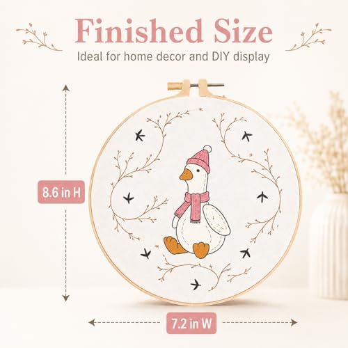 secrncy Goose Embroidery Kit for Beginners with Pre-Printed Fabric