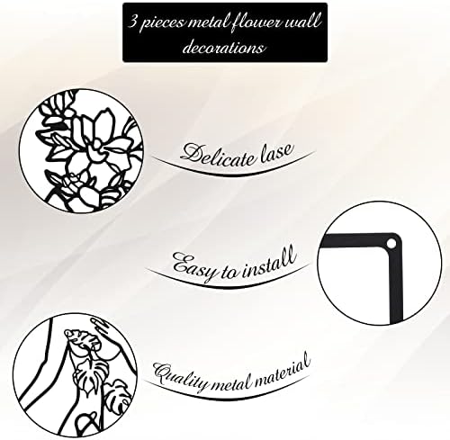 CHENGU 3 Pieces Metal Minimalist Abstract Woman Wall Art Line Drawing Wall Art Decor Single Line Female Home Hanging for Kitchen Bathroom Living Room