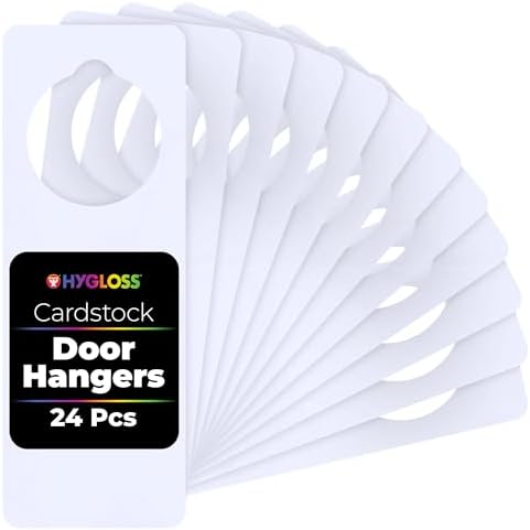 Hygloss Cardstock Door Knob Hanger Blank White for Crafts - 24 Pcs - for Easy Decorate/Write-On - Bulk Doorknob Hangers for Craft, DIY Blank Doorknobs Sign Projects