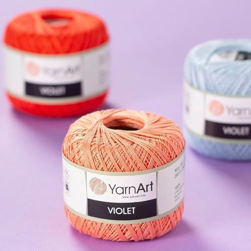Yarn Art 1 Skein YarnArt Violet,100 Mercerized Cotton Yarn Threads Crochet Lace Hand Knitting Yarn Embroidery Arts Crafts (Brown 0015)