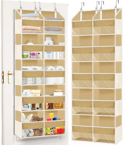 Ofiray-home Over the Door Organizer 5 Tiers,Extra Large Behind Door Storage of 10 Compartments,80 lbs Weight Capacity Over the Door Storage, Door Hanging Organizer for Closet, Diaper Organizer, Camel