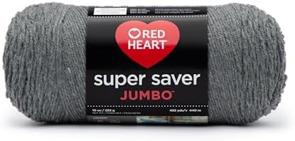 Red Heart Super Saver Jumbo Yarn, Gray Heather