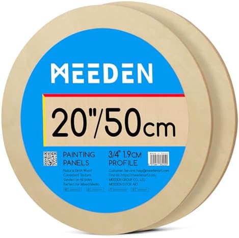 MEEDEN Round Wood Canvas Panels: 20" Dia Wooden Canvas Panel Pack of 2