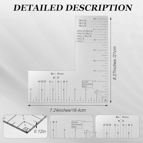 Copkim 3 Pcs T-Shirt Ruler Logo Placement Tool 8.27" X 7.24" Heat Press