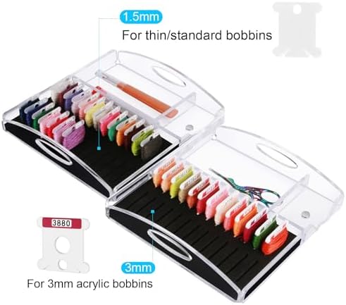 Acrylic Working Tray for Cross Stitch and Embroidery Supplies, Embroidery Floss Bobbins Organizer Tray with Magnetic Needle Holder and Tools Storage