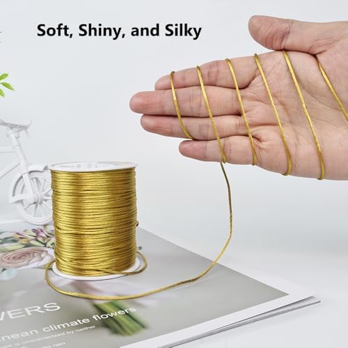 LUSTEMBER 330 Feet Satin Nylon String, 1 mm Silky Smooth Durable Nylon Cord for Jewelry Making, Bracelets, Beading, Necklaces, Macrame, Kumihimo, Rattail, and Chinese Knot Craft