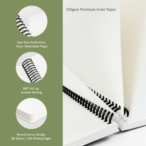 Hardcover Sketchbook,7.2"x8.3"Spiral Bound Drawing Pad,Floral Moth