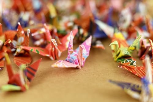 100 Origami Paper Crane Washi Paper Origami Crane Different patterns Japanese Print Made of 3.81cm 1.5 inches for Wedding decor Origamipolly (Pack of 2)