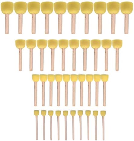 WAFJAMF 40 Pcs Round Sponges Brush Set 4 Sizes DIY Painting Tools Yellow