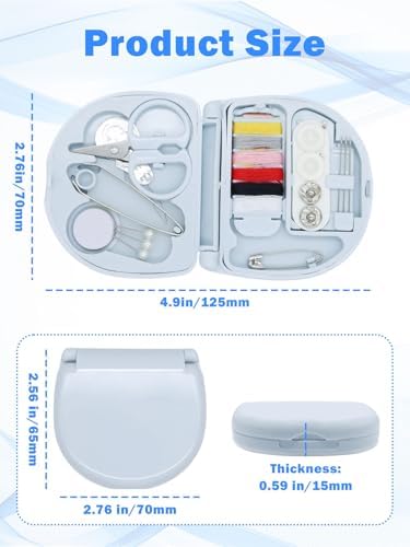 Mini Travel Sewing Kit,Small Size Emergency Sewing Kit with Buttons,Threads,Scissors,Needles Portable DIY Supplies Sewing Repair Kits with Plastic Box for Beginner(Blue)