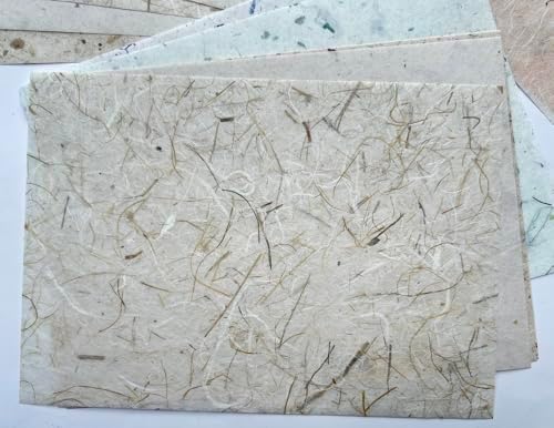 A5 50 Sheets Natural Banana bark,leavse etc., Mulberry Paper Sheets Art Tissue Washi Paper Design Craft Art Origami Suppliers Card Making 8.3" x 5.8". (Mixed Leaves,Banana Bark, etc, A5)