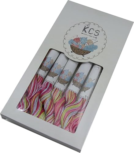 KCS Big skeins of 25 Meters Size 25 Color Variegated Cross Stitch Stranded Threads,6 skeins,4502
