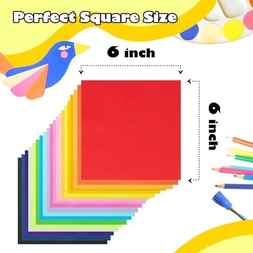 Umikk 1500 Sheets Origami Paper 6x6 Inch , 20 Colors Origami Paper Bulk | Colorful Origami Kit for Kids Ages 8-12, Double Sided Same Color Square Paper for DIY Arts & Crafts School Projects