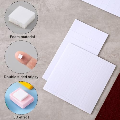Joez Wonderful 4 Sheets Foam Adhesive Squares, 0.47in & 0.2in, White