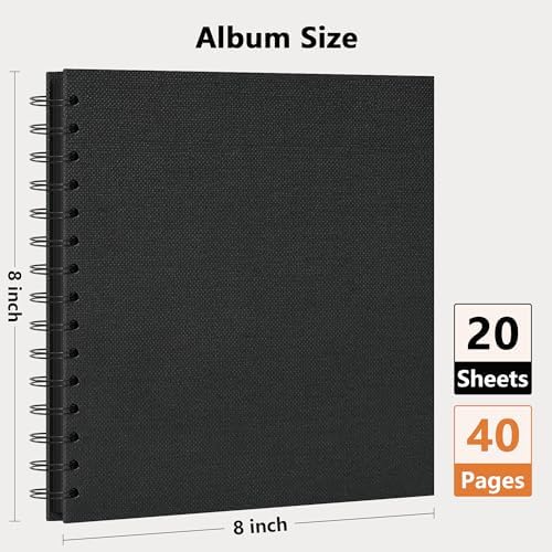 Vienrose Scrapbook Album,40 Pages,8x8 Inch,Tulip Black