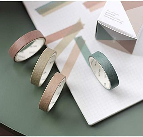 YUBBAEX Natural Color Washi Tape Set 4 Rolls Decorative Tapes for Arts, DIY Crafts, Journals, Planners, Scrapbooking, Wrapping -Neutral Color- (4-Grey Green)