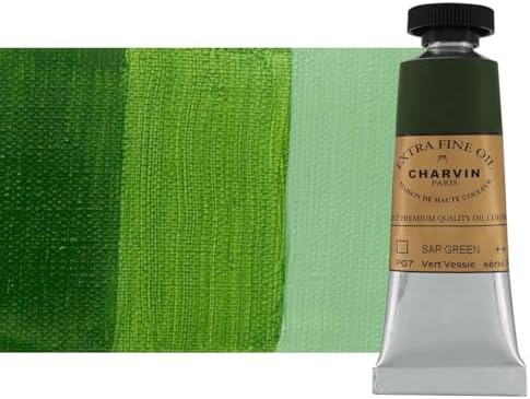 Charvin Extra Fine Oil Paint, Sap Green 20 mL - Triple-Milled, Rich Texture, Poppy Oil-Based, Light-Fast, Handmade, Archival Quality