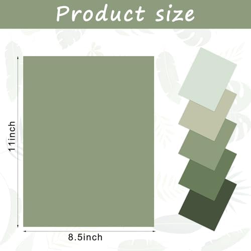 Whaline 50 Sheets 8.5 x 11 Inch Assorted Sage Green Card Stock Paper 5 Gradient Colors Solid Core Scrapbook Paper for Print DIY Crafts Making Supplies, 65lb