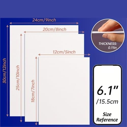 10pcs Blank Canvas Panels, 5x7,8x10,9x12 White for Painting,Pouring,Watercolor,Gouache for Artists & Adults for Oil Paint, Watercolor(9x12inch)
