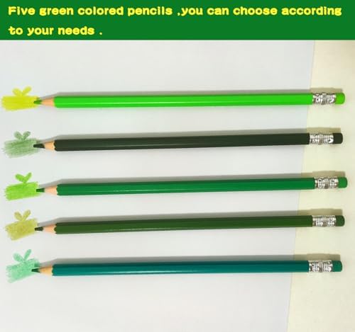 Adhere 25pcs Checking Pencils Erasable colored Pencils Pre-Sharpened #2 HB,for Checking Tests Grading,Map Coloring, editing Office Favors,including a Free sharpener. (Mixed Green)