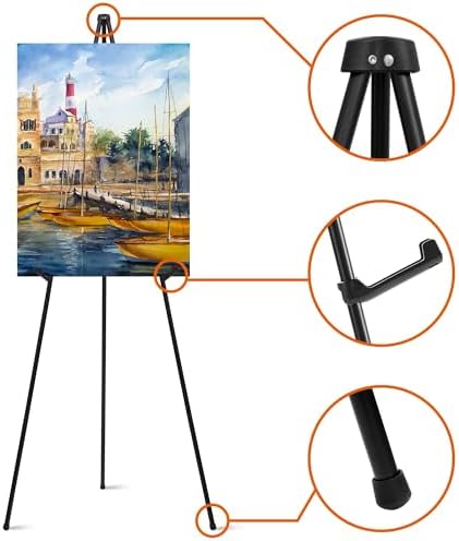ARTASY 63" Easel Stand for Wedding Signs, Black, 2 Packs with Carry Bags