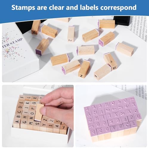 CraftyManor 39 PCS Small Letter Stamps and Ink Pad for Crafting, Clay Alphabet Wooden Rubber Stamp Kit, DIY Craft Scrapbook Supplies for Card Making (Small-41PCS)