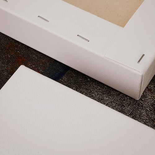 PHOENIX 8x8 Inch 4 Pack Gallery Canvas - 1.5 in Thick Small Square Canvases for Painting - Deep Edge 100% Cotton 11 Oz. Gesso Primed White Blank Professional Canvas Oil & Acrylic Paints
